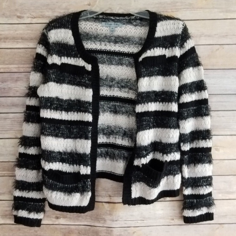 Olivia Sky striped open front sweater